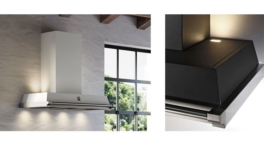 4 spodné a 2 vrchné LED svetlá na nástennom digestore OXFORD, š 90 cm 4 spodné a 2 vrchné LED svetlá na nástennom digestore OXFORD, š 90 cm